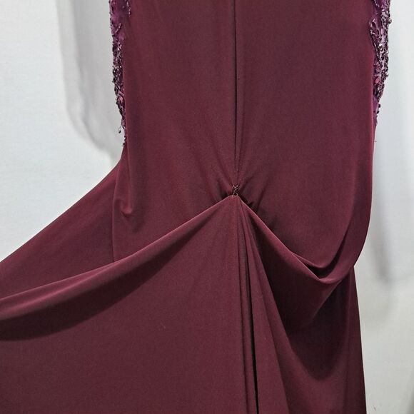 Christina Wu Mother Of The Bride Glam Sheer Trumpet Dress 17890 Size 18 Merlot - Picture 9 of 15